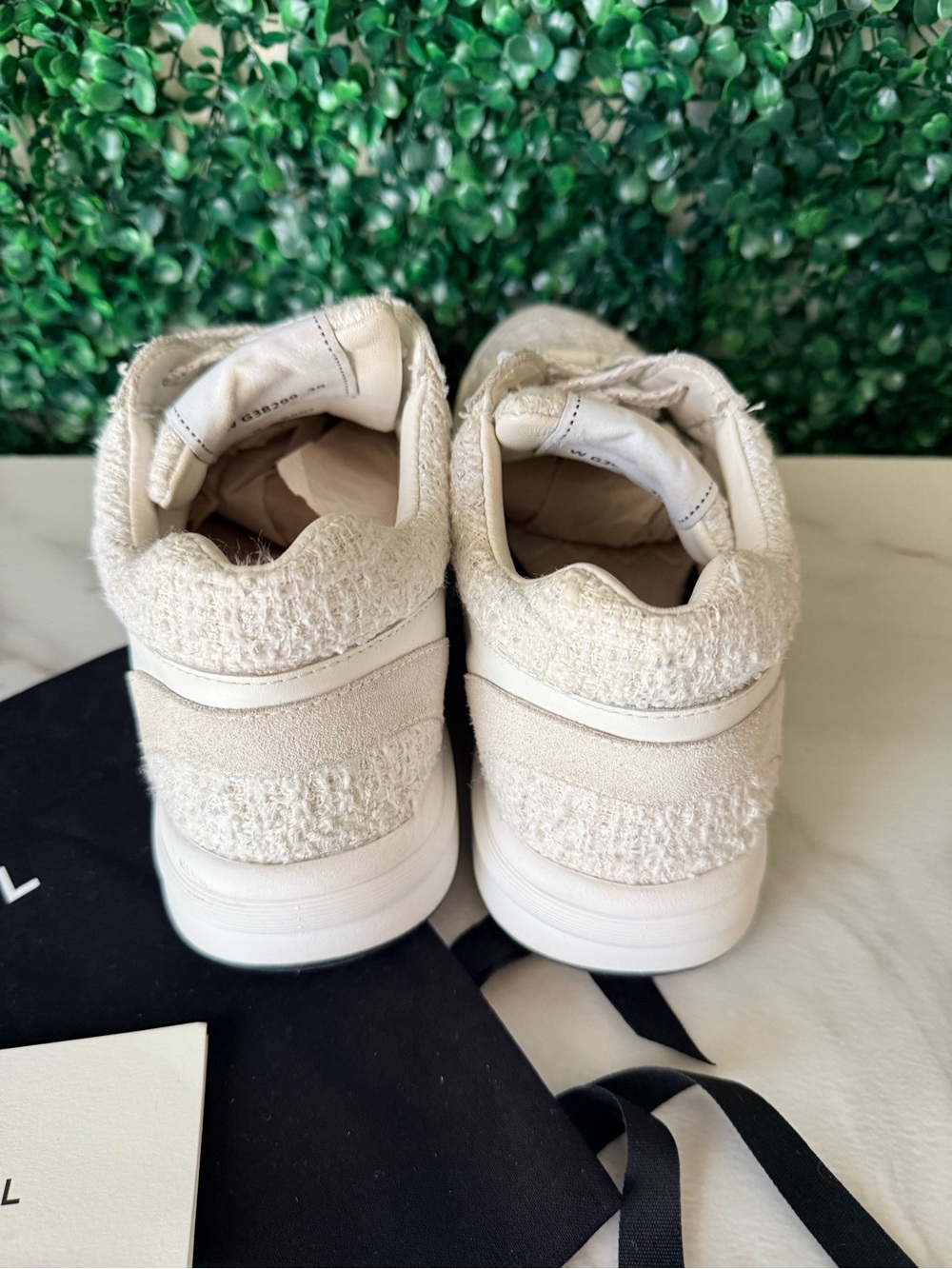 CHANEL White & Tweed CC Logo Trainer Sneakers Size 39 - Picture 5 of 14